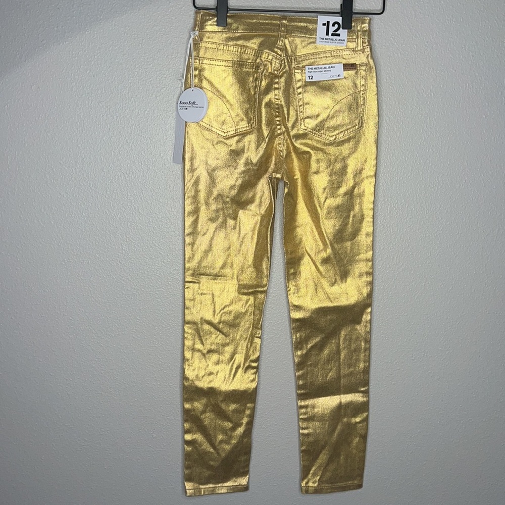 JOE'S JEANS The Metallic Jean high rise super skinny Golld size 12 NWT